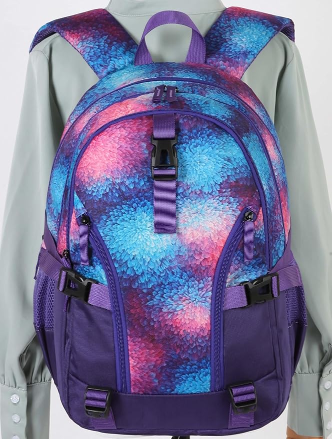 BLUEFAIRY High School Backpack for Girls Boys Middle School Bookbag for Kids Back to School Bag for College with Large Compartment Casual Daypack Mochilas para Niñas Adolescentes 18" Grape Purple