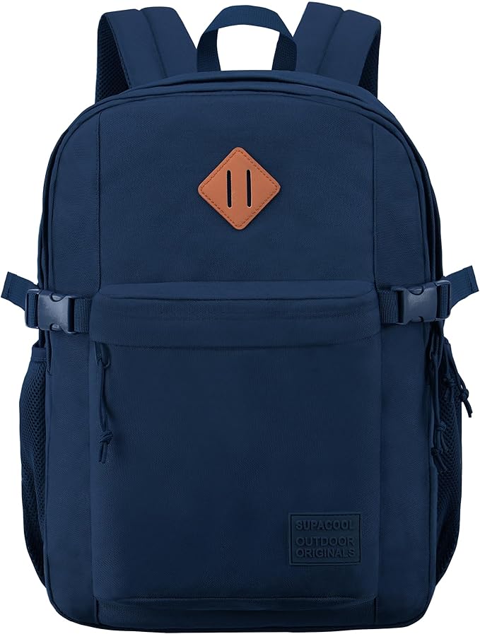 SUPACOOL Casual Backpack For School, Classical Travel Backpack for Men and Women, Bookbag for Boys, Girls and Kids, Laptop Compartment(Blue)