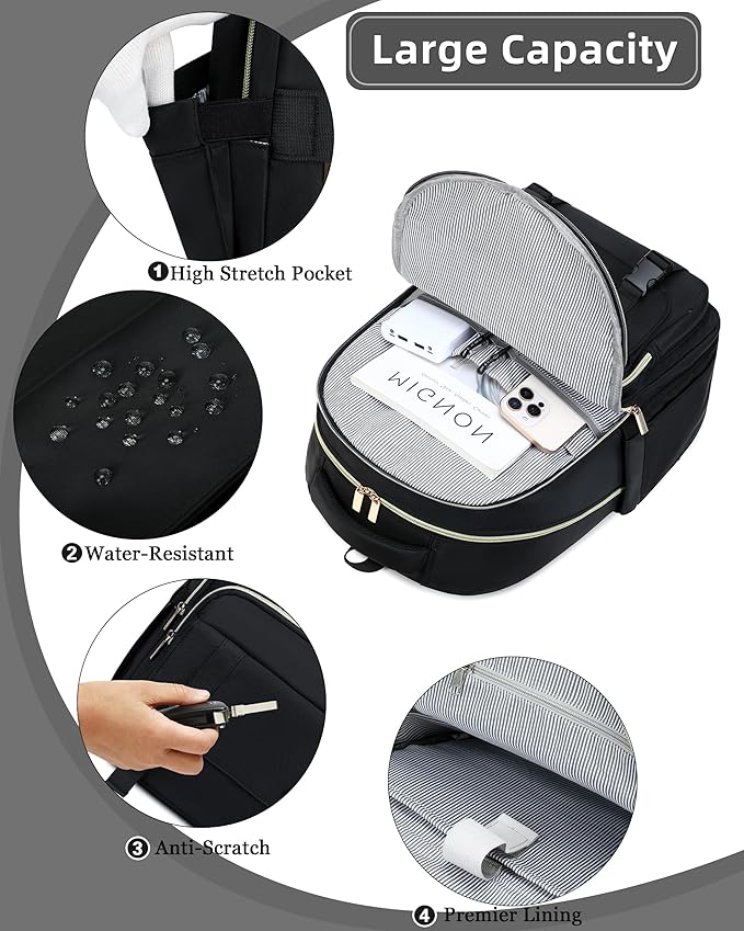 Caoroky knight Women Laptop Backpack 15.6 Inch Office Business Work Backpacks Purse Anti Theft Travel Back Pack School College Bookbag Nurse Teacher Learning Daypack Computer Rucksack,Black