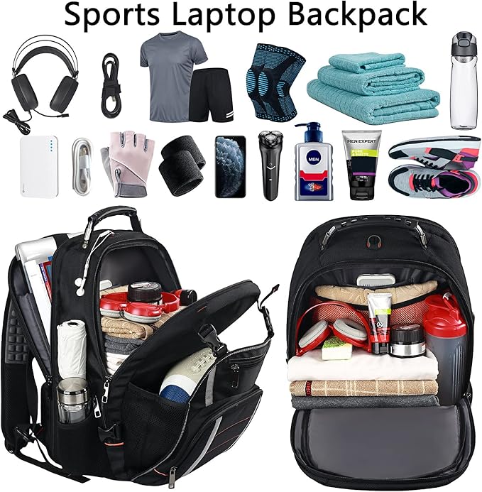 Jiefeike Travel Laptop Backpack, Extra Large Bookbag for Men Women,Basketball Backpack with USB Charging Port RFID Anti Theft TSA Approved College Student Waterproof Bag Fits 17 Inch Computer Notebook