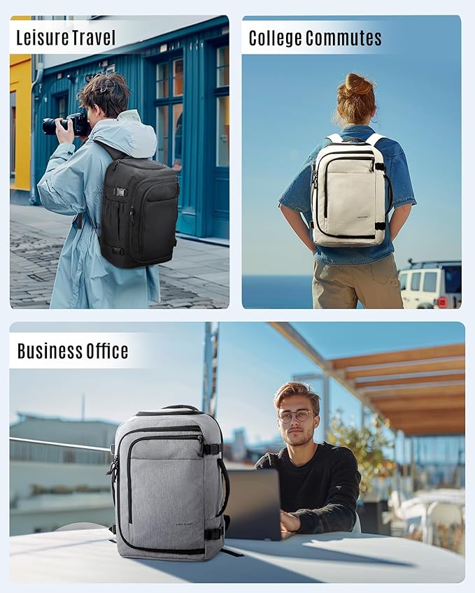 LIGHT FLIGHT Travel Backpack, TSA Friendly Flight Approved Carry on Backpack Water-resistant Lightweight Business Large Weekender Bag Casual Daypack 17.3" Laptop Backpack for Men Women,Grey