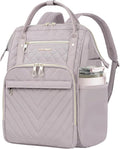 KROSER Laptop Backpack 17" Stylish Backpack Water Repellent College Casual Daypack with USB Port Travel Business Work Bag for Men/Women-Quilted Dusty Pink