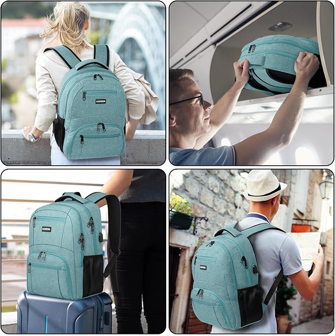 Backpack for Men Women, School Backpacks for Teen Boys Girls, Water Resistant Laptop Backpack with USB Charger, 15.6 Inch Black College Bookbag, Teal
