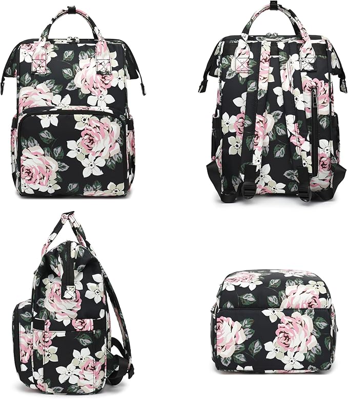 Floral Laptop Backpack for Women Men, 15.6 inch College School Backpacks Bookbag for Work/School/Travel/Business (Flower)