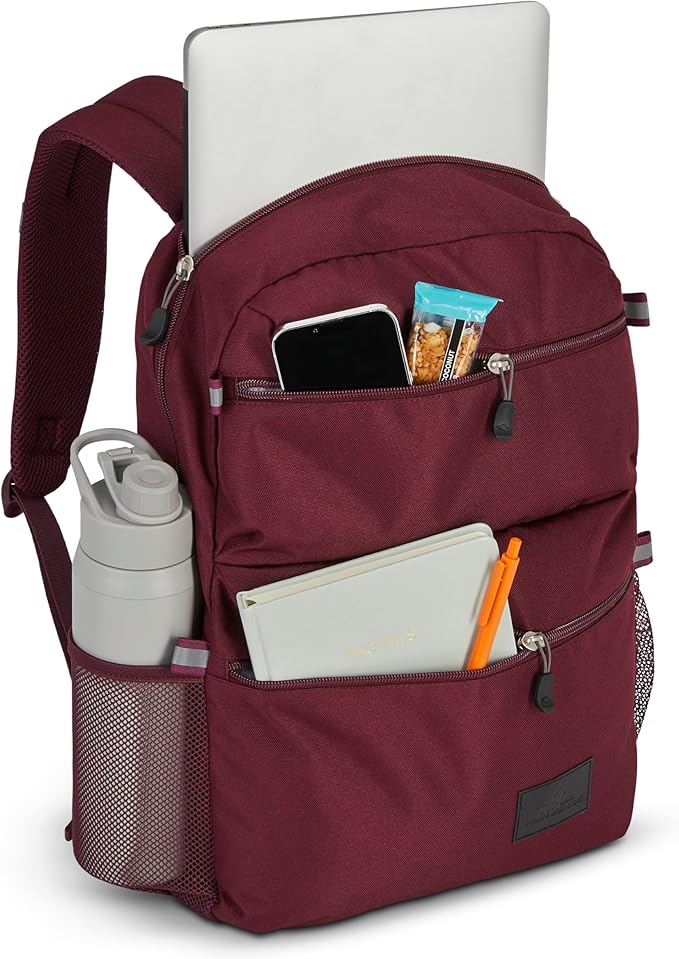 High Sierra Everclass Backpack - Travel or Work Laptop Bookbag with 360° Reflectivity, Dual Water Bottle Pockets & Fits Laptops Up To 15.6”, One Size, Maroon