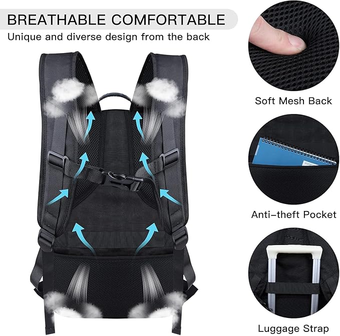 Extra Large Backpack, 18.4 Inch Travel Laptop Backpacks for Men Women, 55L Anti Theft Water Resistant College Bussiness TSA Airline Approved Work Computer Backpack, Black