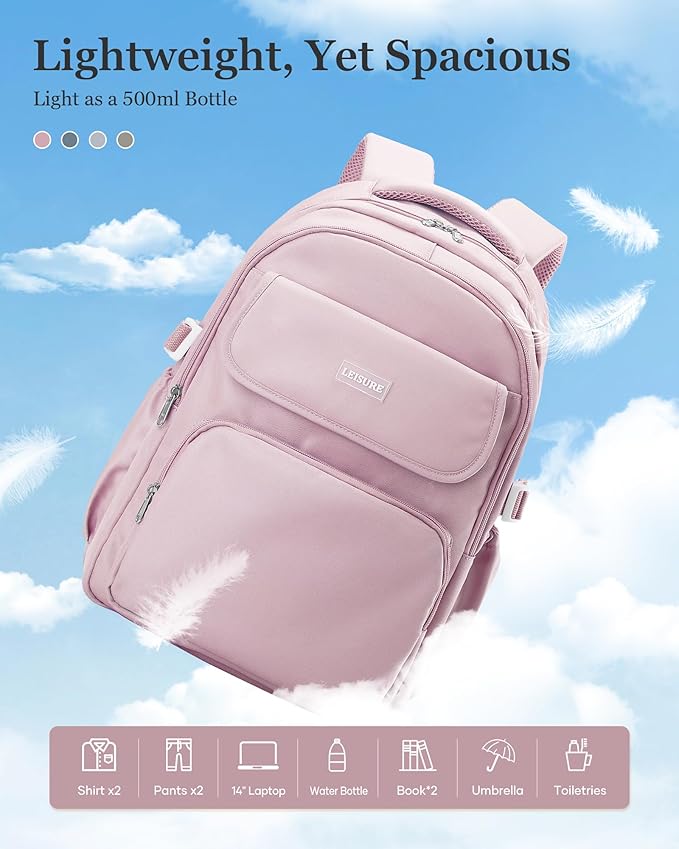 Waterproof School Backpack For College Students Women,Simple Kawaii Bookbags,Casual Laptop Travel Daypack Backpacks,Lightweight School Bags For Girls(Purple)