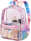 BTOOP Clear Mini Backpack for Stadium Events 12x12x6 Small Transparent Backpacks Plastic See Through Clear Bag for Concerts Work Festival Security Travel