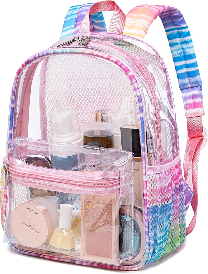 BTOOP Clear Mini Backpack for Stadium Events 12x12x6 Small Transparent Backpacks Plastic See Through Clear Bag for Concerts Work Festival Security Travel