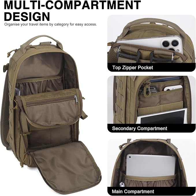 Mardingtop Small Tactical Backpack,Molle Military Rucksack Daypack for Backpacking Camping Hiking Traveling,18L Backpack