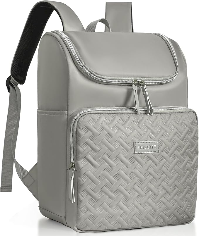 Women's Insulated Lunch Backpack for 15.6" Computer, Soft Backpack Coolers LeakProof Travel Cooler Bag Waterproof Lunch Picnic Beach Work Trip Thermal Bag Drink Beverage Beer (Stone Gray)