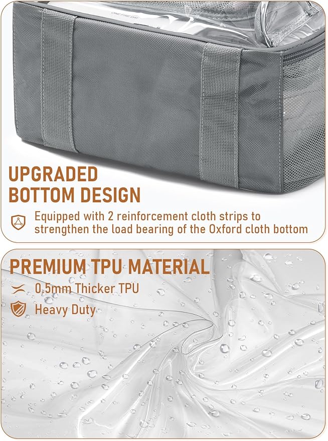 Large Clear Backpack Heavy Duty, 17 inch Clear Bookbag for Boys Girls Women Men, See Through Transparent Backpack With All-Around Reflective Strips for College Work Travel,Grey