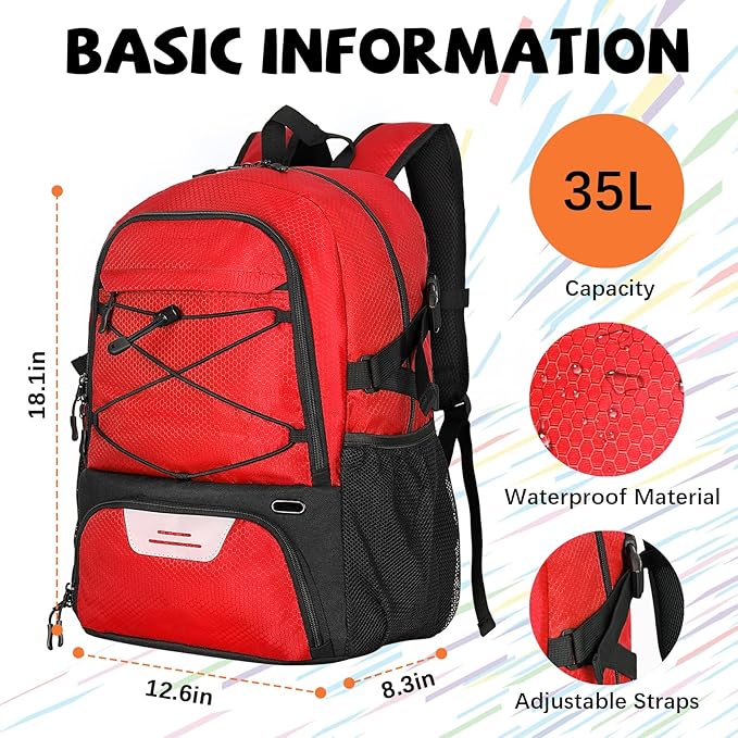 Goloni Basketball Bag,Large Sports Bag with with Separate Ball & Shoe Compartments,Gym Bag for Basketball,Soccer,Volleyball