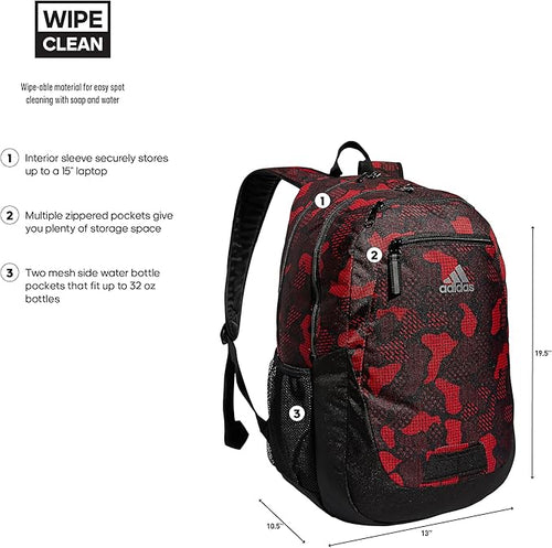 adidas Unisex Foundation Backpack for Laptop, Large Durable Athletic Gym Bag
