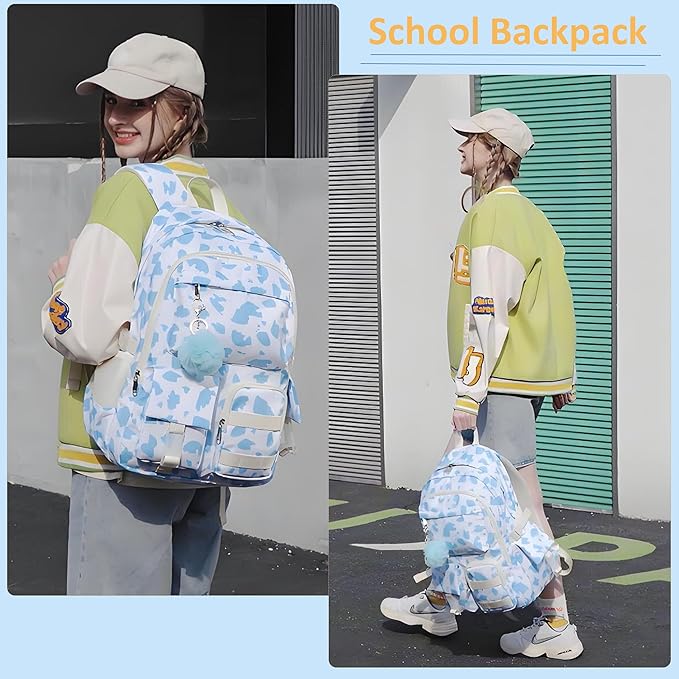 Hidds Backpack for Girls College School Backpacks Kids Bookbag School Bag Travel Laptop Daypack Teens Women (Blue)