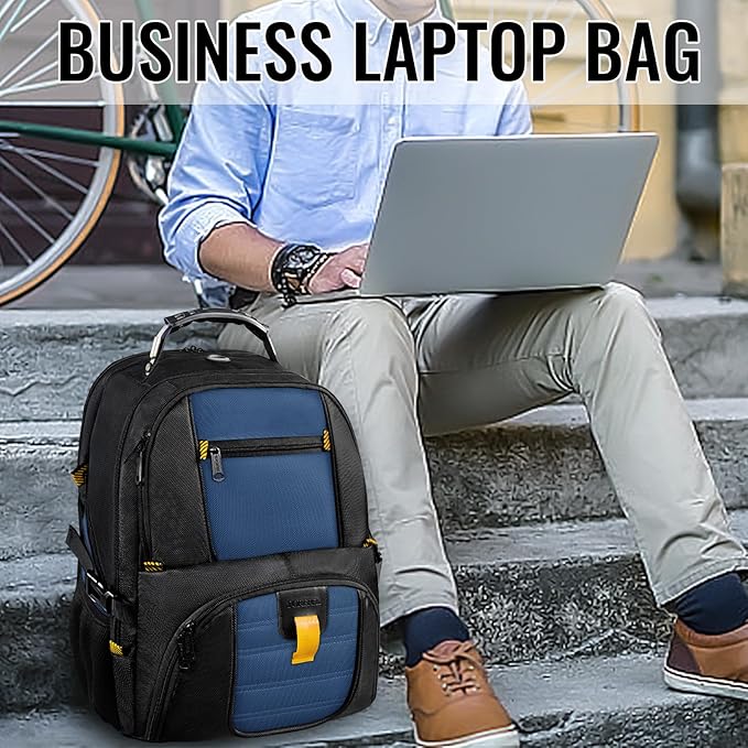 YOREPEK 18.4 Laptop Backpack, Large Backpacks with USB Charger Port, TSA Friendly Flight Approved Weekend Carry on Backpack with Luggage Strap for Men and Women, Roy Blue