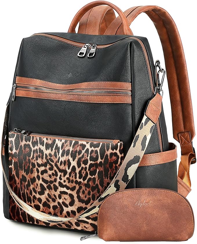 Vegan Leather Laptop Backpack for Women 15.6 Inch Work Backpack Purse for Travel College