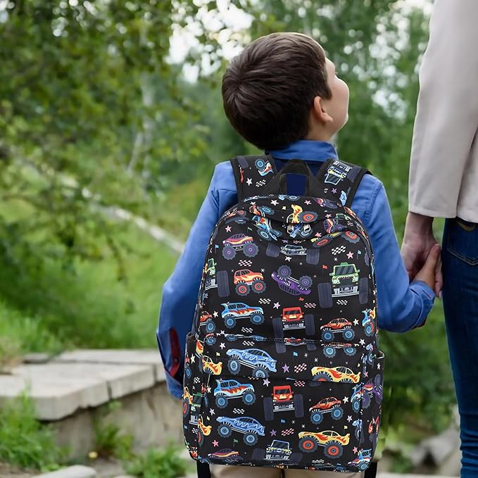 LEDAOU Kids School Backpack with Lunch Box for Boys Girls Kindergarten BookBag School Bag Preschool Toddler Backpack (Black)