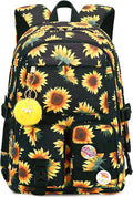 Hidds Laptop Backpacks 15.6 Inch College Backpack Elementary Middle High School Book Bag Cute Bookbags Anti Theft Travel Back Pack Casual Daypack Kids for Teens Girls Women Students (Sunflower Black)