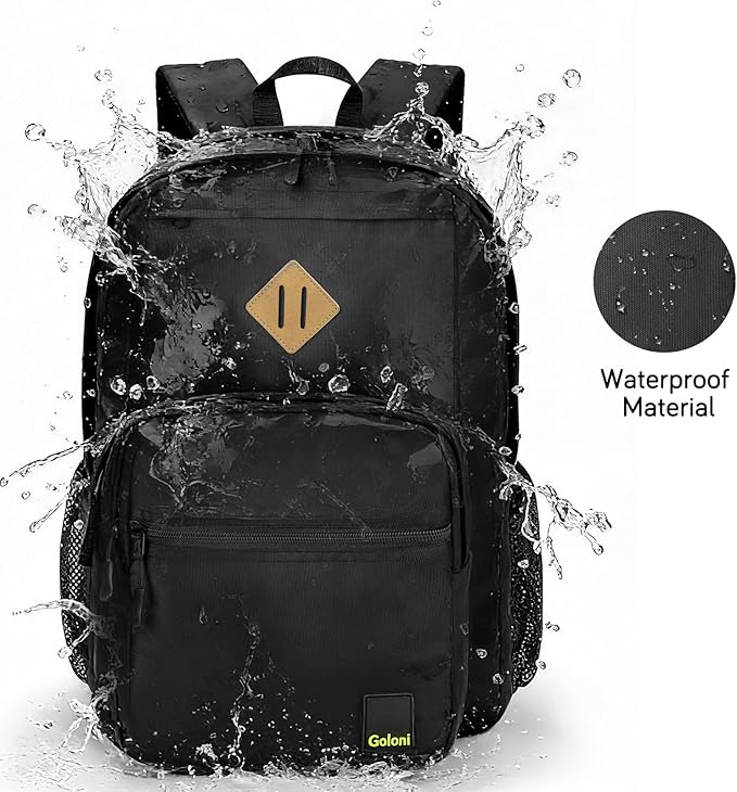 Goloni Lightweight Laptop Backpack 1.1Lbs, 36L Wear-Resistant Water Resistant Backpack with Laptop Compartment for Men Women, College Work Travel Bookbag,Black