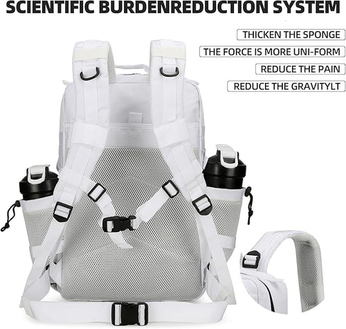 45L Tactical Assault Backpack 3 day assault pack with Molle Waterproof backpack Rucksack for Tactical Backpacks (White)