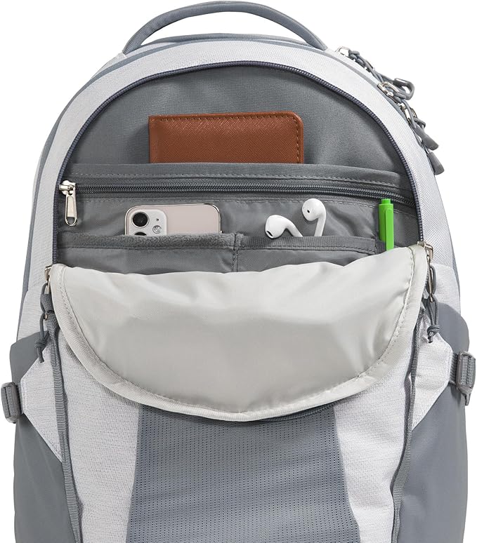 The North Face Women's Recon Everyday Laptop Backpack - Commuter Travel Bag, 18" Laptop Sleeve, Water-Repellent, TNF White Metallic Mélange/Mid Grey-NPF, One Size