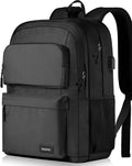 School Backpack for Teen Boys and Girls, Travle Laptop Backpack for men and women, Carry-on Lightweight Casual Black Bookbag with USB Charging Port Fit 17.3 Inch Laptop, Black