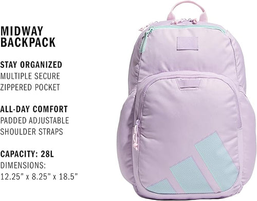 adidas Midway School Backpack – Bookbag for Laptop Work Travel, 28L