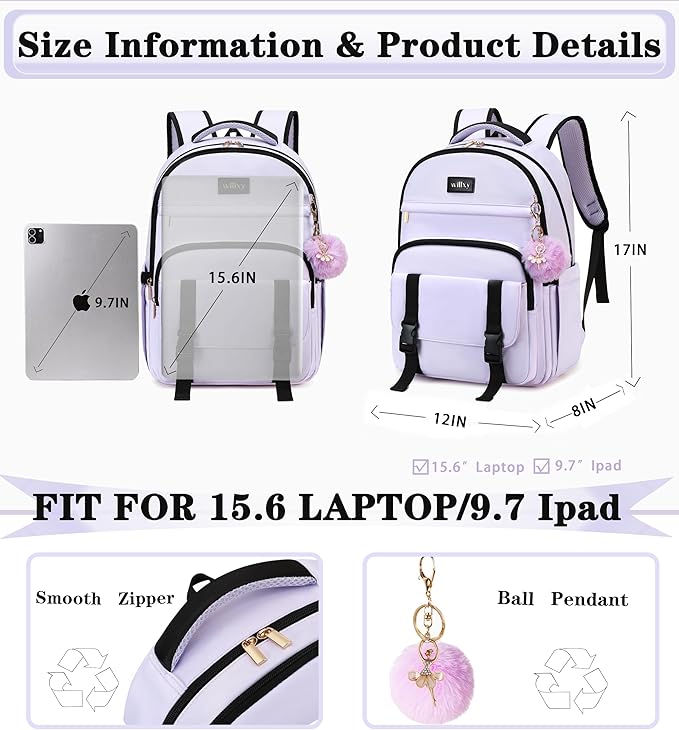 Caoroky knight Women Laptop Backpack 15.6 Inch Office Business Work Backpacks Purse Anti Theft Travel Back Pack School College Bookbag Nurse Teacher Learning Daypack Computer Rucksack,Purple