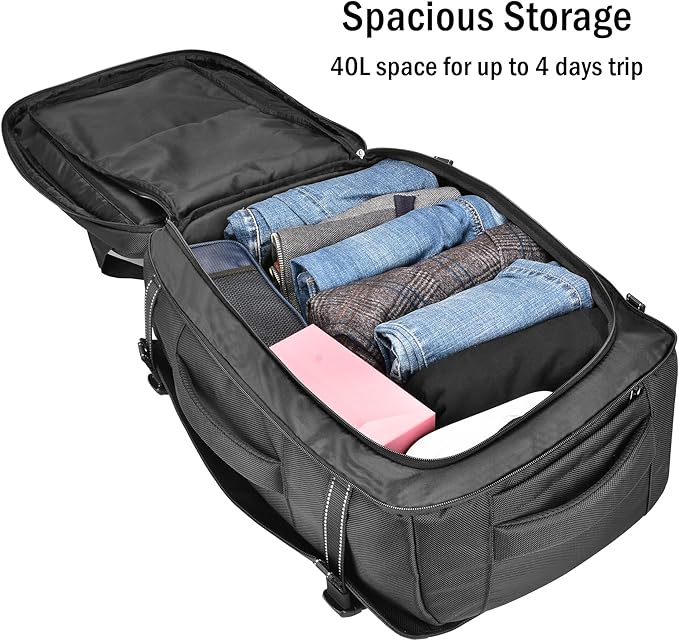 Laptop Backpack Carry-on, 40L Travel Backpacks, Lightweight Business Rucksack,TSA Friendly Airline Flight Approved Weekender Bag Daypack, Larger Durable Backpack Fits 17.3 Inch Laptop