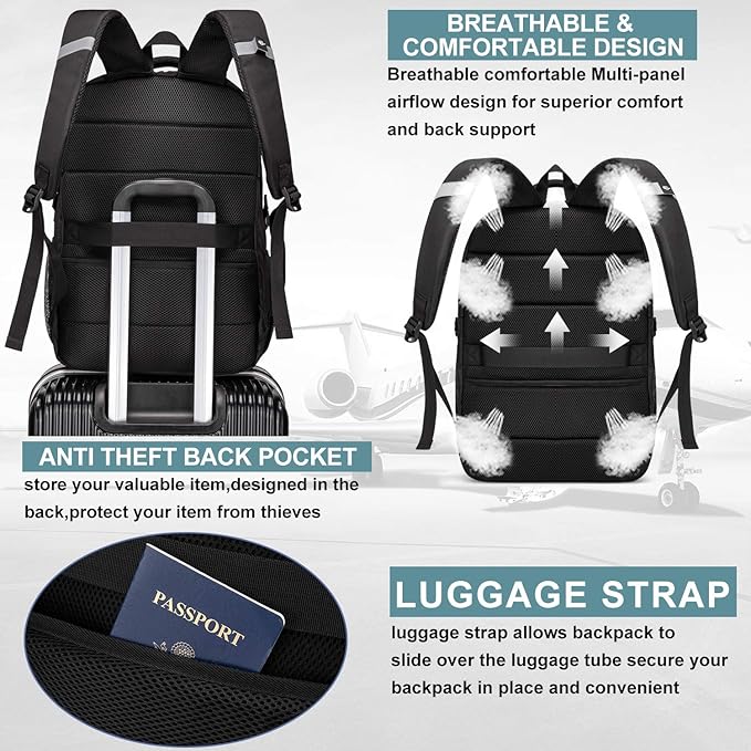 Business Laptop Backpacks for Women Girls,Men Extra Large Travel Backpack with USB Charging Port,TSA Anti Theft Durable Water Resistant College School Computer Bag Fits 17.3'' Laptop Notebook,Purple