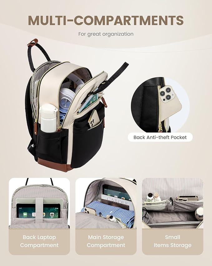 LOVEVOOK Travel Laptop Backpack Women, 15.6 Inch Anti-theft Laptop Bag with USB Port, Fashion Waterproof Computer Backpacks Teacher Nurse Backpack Purse for College School Work