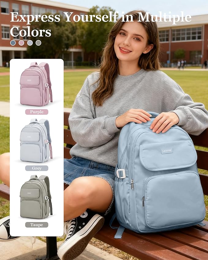 Lightweighr College School Backpacks For Women,Classic Middle Student Bookbag For Teens Girls,Waterproof Middle School Bag Boys(Blue)
