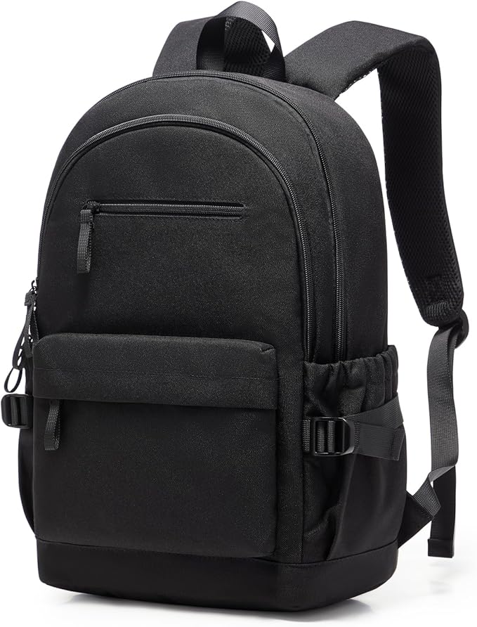 School Bag, Water Resistant School Backpack for Teen Girls Boys, 14 Inch Laptop Backpack for Women Men, Durable Lightweight Bookbag for Middle High School & College, Travel Daypack, Black