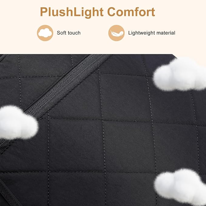 Backpack for Men and Women, School Backpack for Boys Girls, Quilted Casual Travel Daypack, Water-Resistant Bookbag for 15.6 Inch Laptop, Black