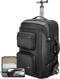 Carry on backpack with wheels, Rolling backpack with Dry-Wet Pocket, TSA Lock, Laptop Compartment, Water-Resistant for Men Women, Work, Air Travel（3-Piece Set-Includes Toiletry & Storage Bag）