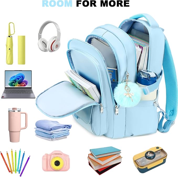 Laptop Backpack 15.6 Inch College Backpacks for Women,School Backpack for Girls, Anti Theft Travel Daypack Bookbags (Blue)