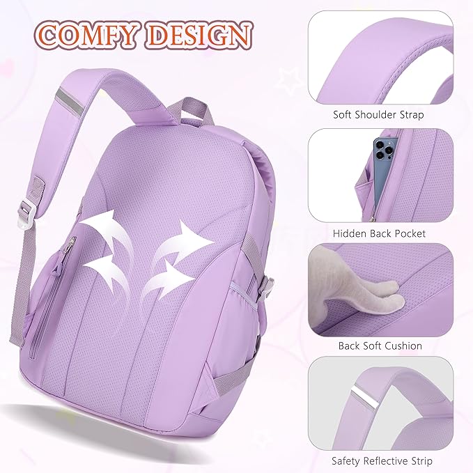 AO ALI VICTORY Backpack for Women Girls Set with Pencil Case 15.6 Inch Laptop School Bag Kids Elementary College Backpacks