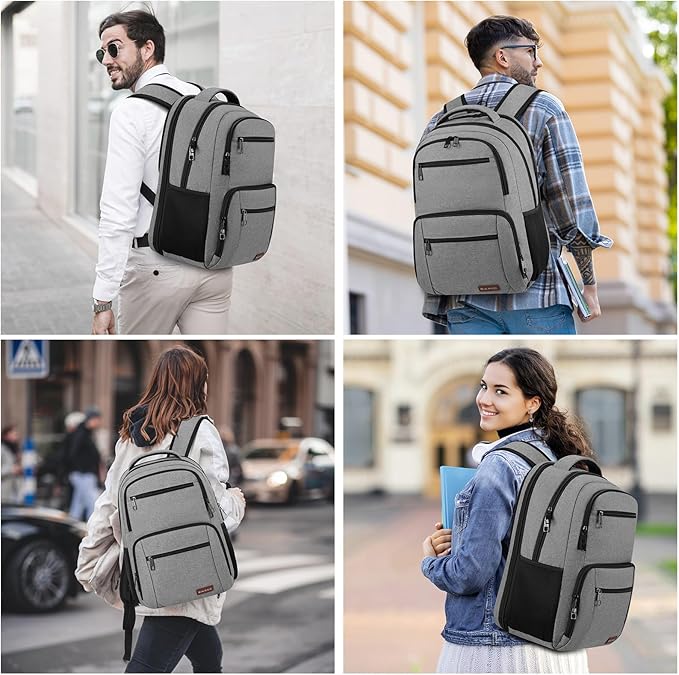 BIKROD Backpack for Men, TSA Travel Backpack, College Backpacks Water Resistant Back Pack with USB Charging Port, Business Anti Theft Durable Computer Bag Gifts Fits 15.6 Inch Laptop, Grey
