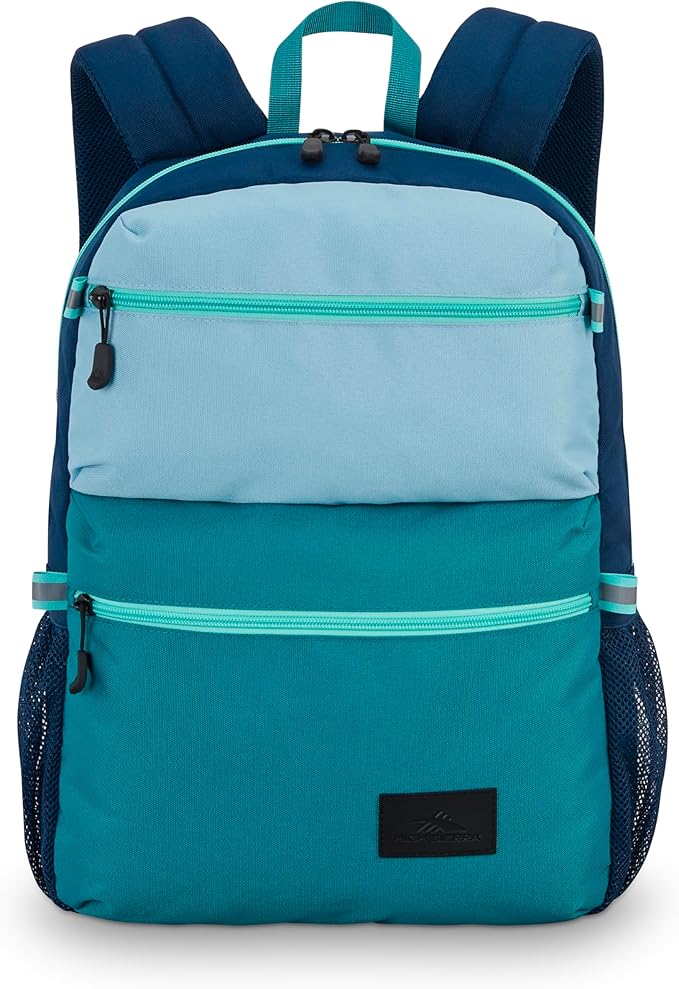 High Sierra Everclass Backpack - Travel or Work Laptop Bookbag with 360° Reflectivity, Dual Water Bottle Pockets & Fits Laptops Up To 15.6”, One Size, Glacial Blue/Sea/Tide Navy