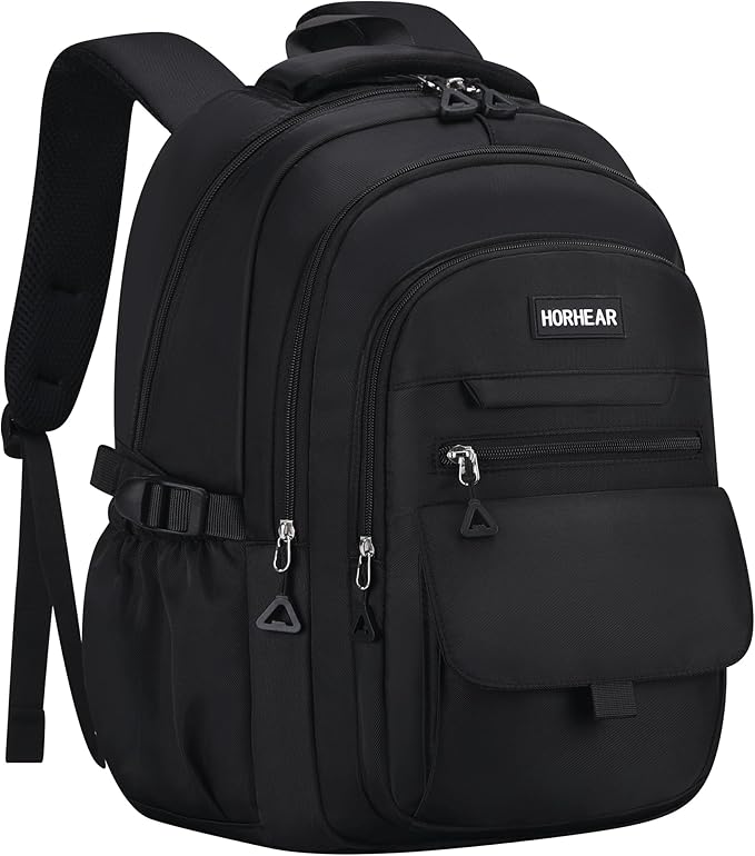 School backpack for Girls, Aesthetic Backpack for Women Cute Bookbag Preppy College (Black)