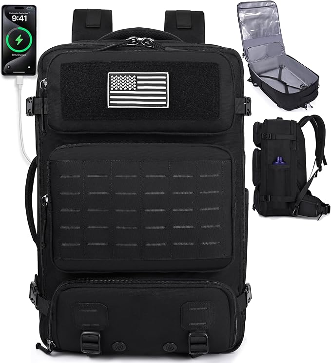 Mens Travel Backpack 40L, TSA Approved Carry On X-Large Backpack with USB Charging Port Durable Water-resistant Convertible Duffle Luggage Bag Large Weekender Bag Daypack Fits 17.3 Inch Laptop