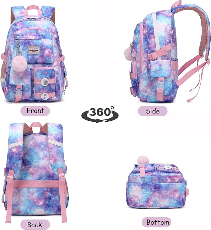Makukke Backpack for Girls Women, 15.6 Inch Laptop School Bag Elementary College Bookbag Anti Theft Daypack for Women Students (Pink)