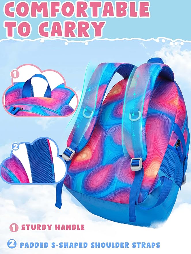 BLUEFAIRY High School Backpack for Girls Boys Middle School Bookbag for Kids Back to School Bag for College with Large Compartment Casual Daypack Mochilas para Niñas Adolescentes 18" Tie Dye Blue