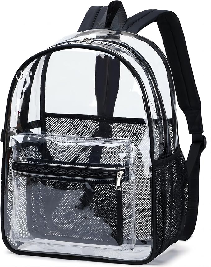 BTOOP Clear Backpack Heavy Duty Transparent Backpack 17" See Through Bookbag for College Work Festival Security with Padded Strap Large Capacity Purple