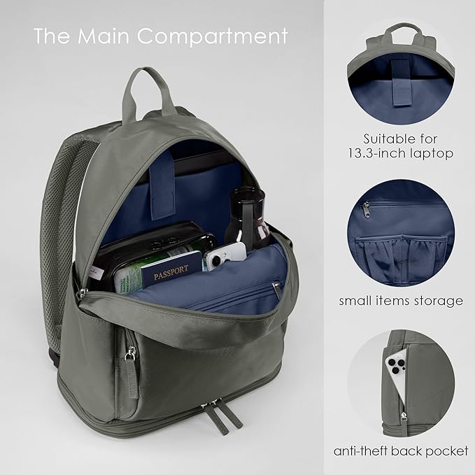 Gym Backpack for Women Men, Lightweight Gym Bag with Shoe Compartment, Waterproof Workout Backpack with Wet Pocket