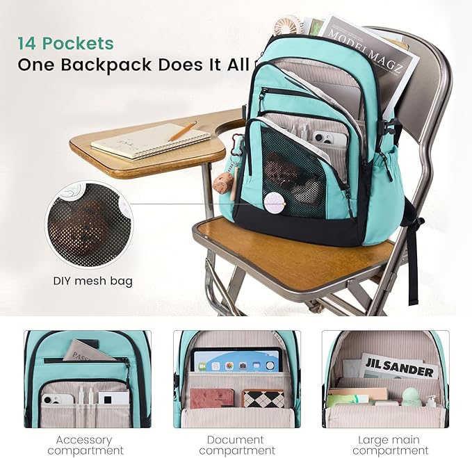 LOVEVOOK Laptop Backpack for Women with Large Cup Holder,17.3 Inch Work Computer Bag with Chest Buckle Back Pad Shoulder Buckle,Waterproof Business Backpack College Teacher Bag for Gift Travel