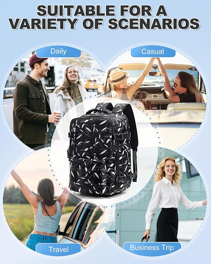 VGCUB Vacuum Backpack Travel with Pump Vacpack System Storage Compression Carry on Work Laptop Waterproof College Bags Casual Daypack Backpacks for Women Men with USB Charging Port Leaf Black