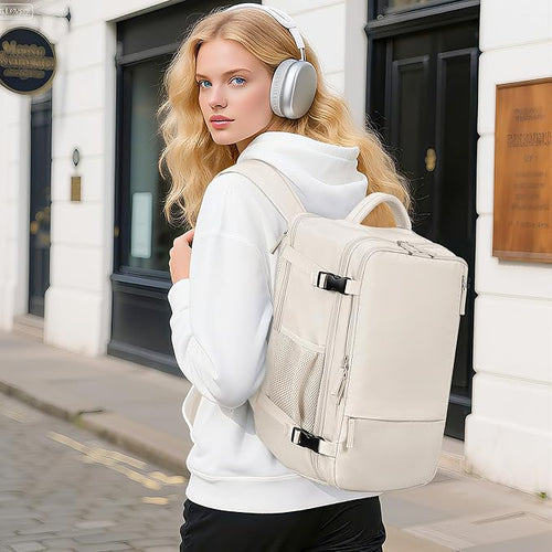 Beraliy Travel Backpack Airline Approved, Carry on Backpack, 16 Laptop Backpack, Waterproof Weekender Bag, Casual Daypack, Hiking Backpack, Beige