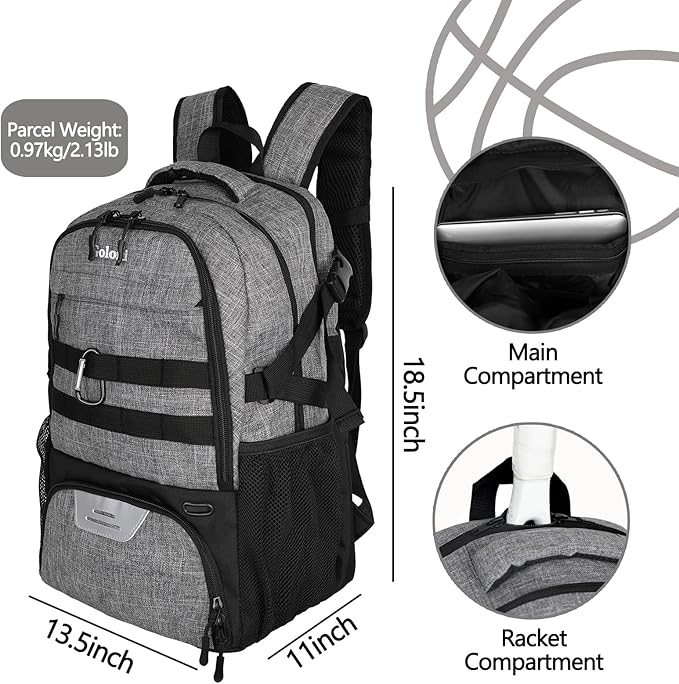Soccer Backpack for Men and Women,Sports Bag with Ball Compartment,Gym Backpack with Shoe Compartment